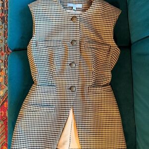 ANTONIO MELANI Black and Cream Houndstooth Vest